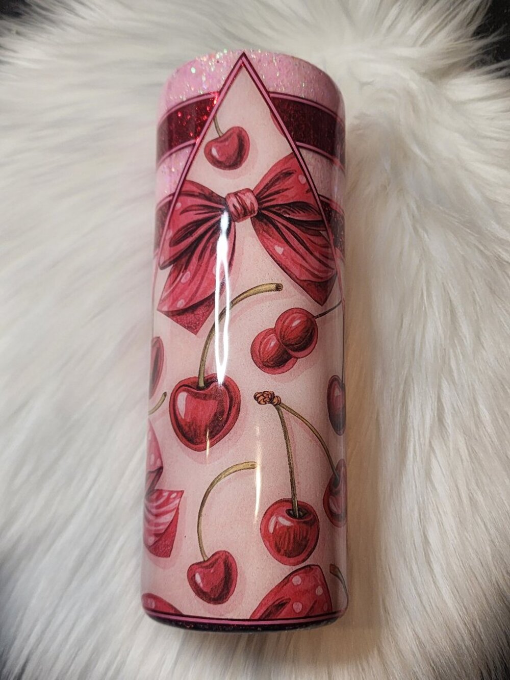20 oz. Bows & Cherries Glitter Tumbler